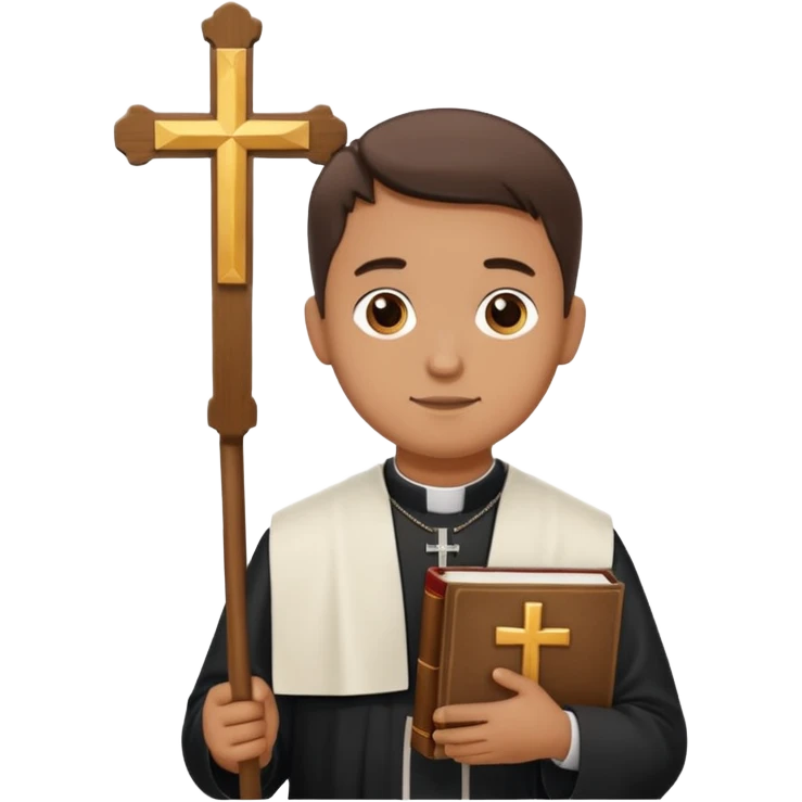 A priest with a bible and cross emoji