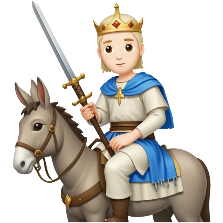 Saint Mitros of Dunach sitting on donkey with sword emoji