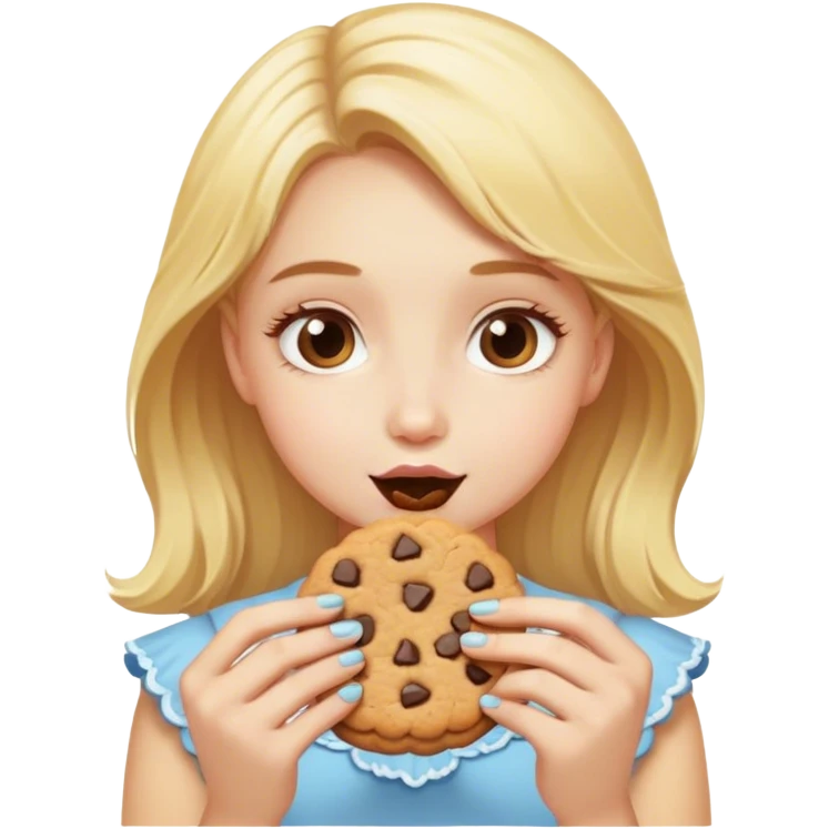 Blonde girl eating cookies emoji