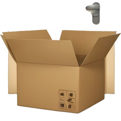 door with cardboard box in front of it emoji