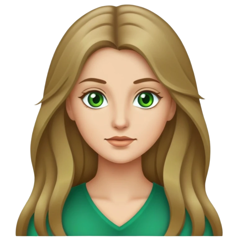 Mujer de piel clara y pelo rubio oscuro, ojos verdes y pelo largo emoji