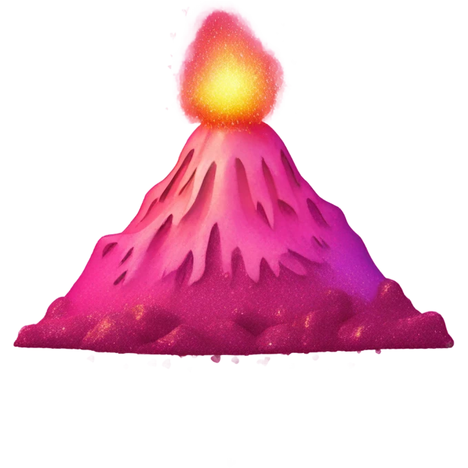 Pink ombre erupting volcano with hearts and glitter  emoji