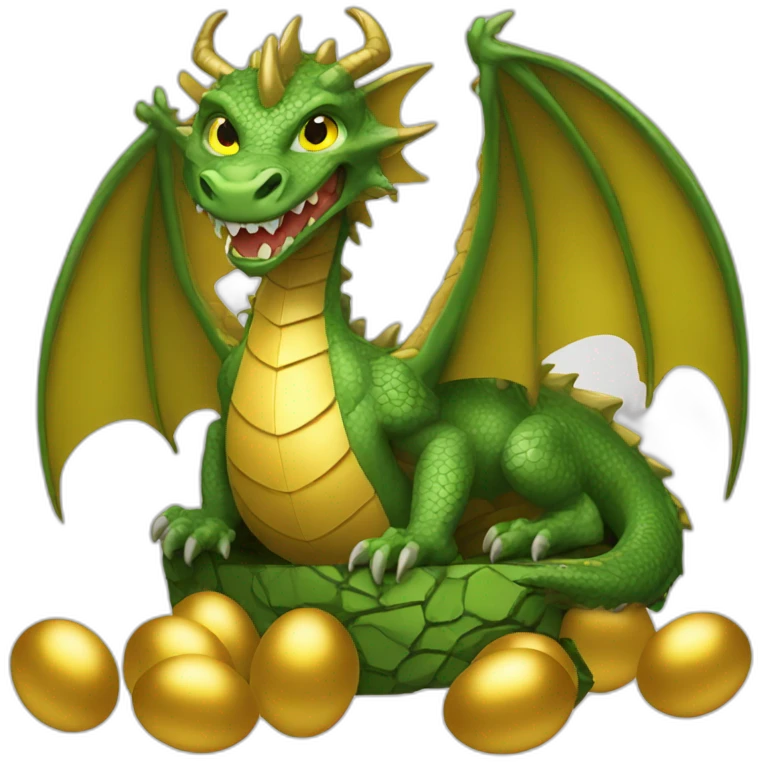 Dragon sitting on golden eggs emoji