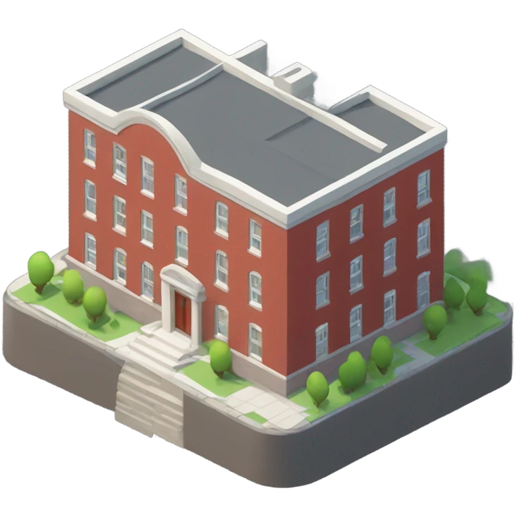 isometric, modern, curved red brick, single level,  building emoji