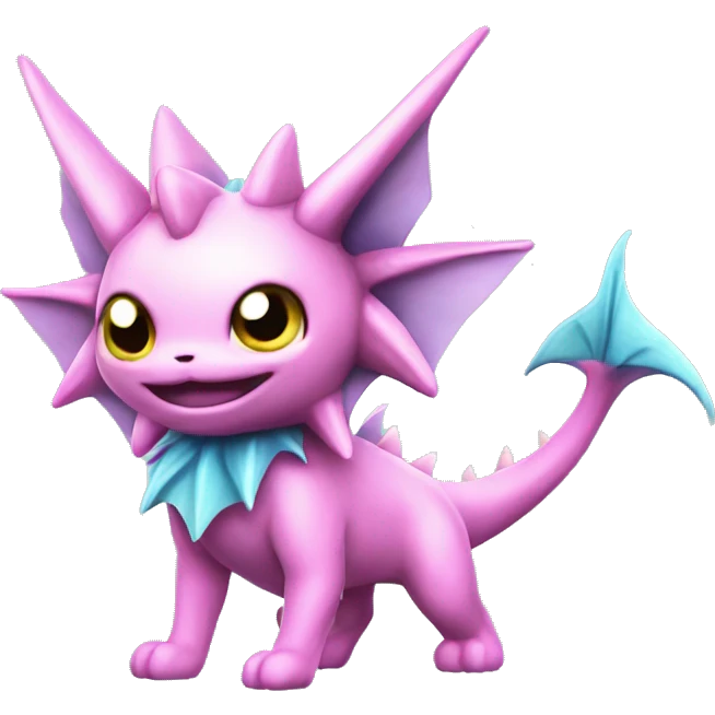 Pink Edgy Vaporeon dragon With Fins and spikes full body emoji