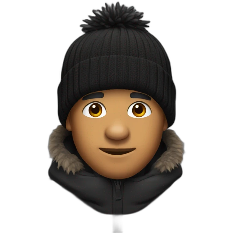Full face boar with stubble in a black adidas winter hat emoji