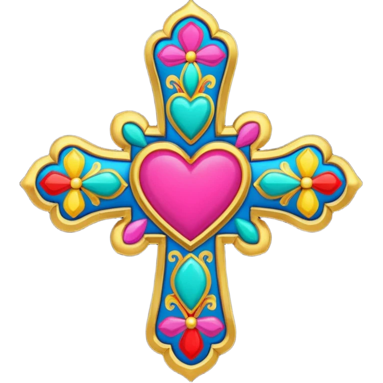 コラソンと十字架を組み合わせてメキシカンな感じの十字架を生成してください emoji