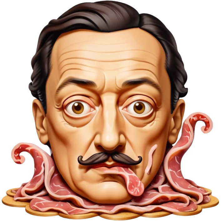 Salvadore dali with melting moustache made of spam meat portrait emoji