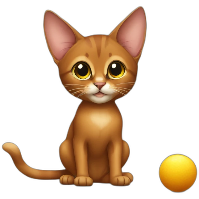 Abyssinian cat play with a small fur ball emoji