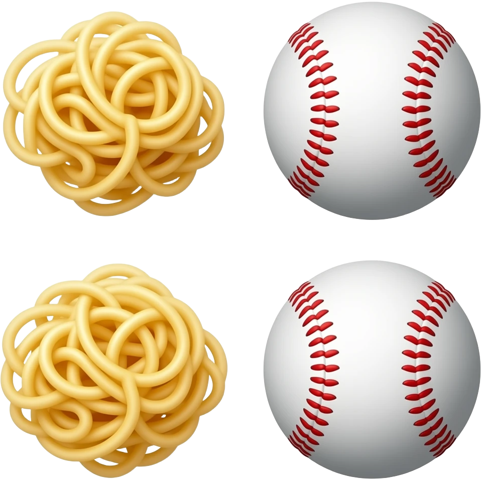 Spaghetti and baseballs emoji