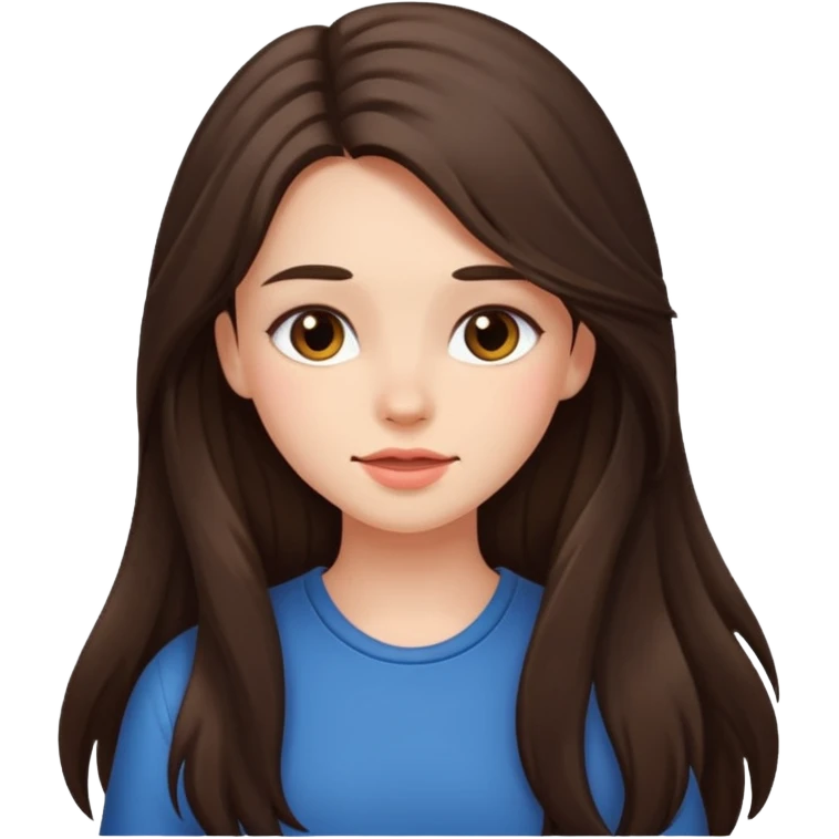 long haired brunette girl blushing a lot emoji