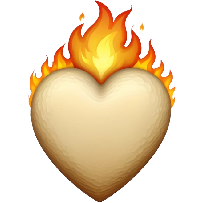 Beige heart with fire emoji