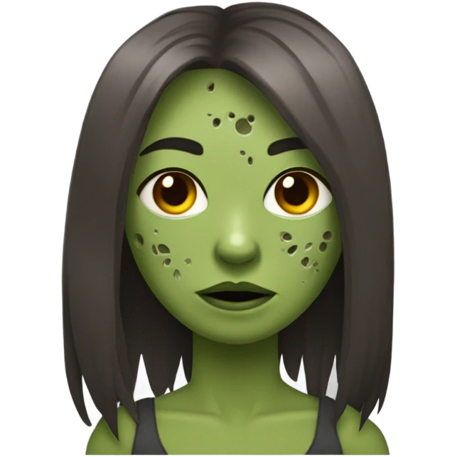 Garota zombie com cabelo longo castanho com mechas loiras emoji