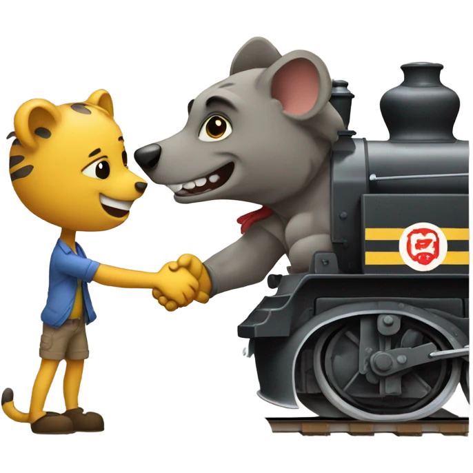 Strong locomotive Train handshaking hyena emoji