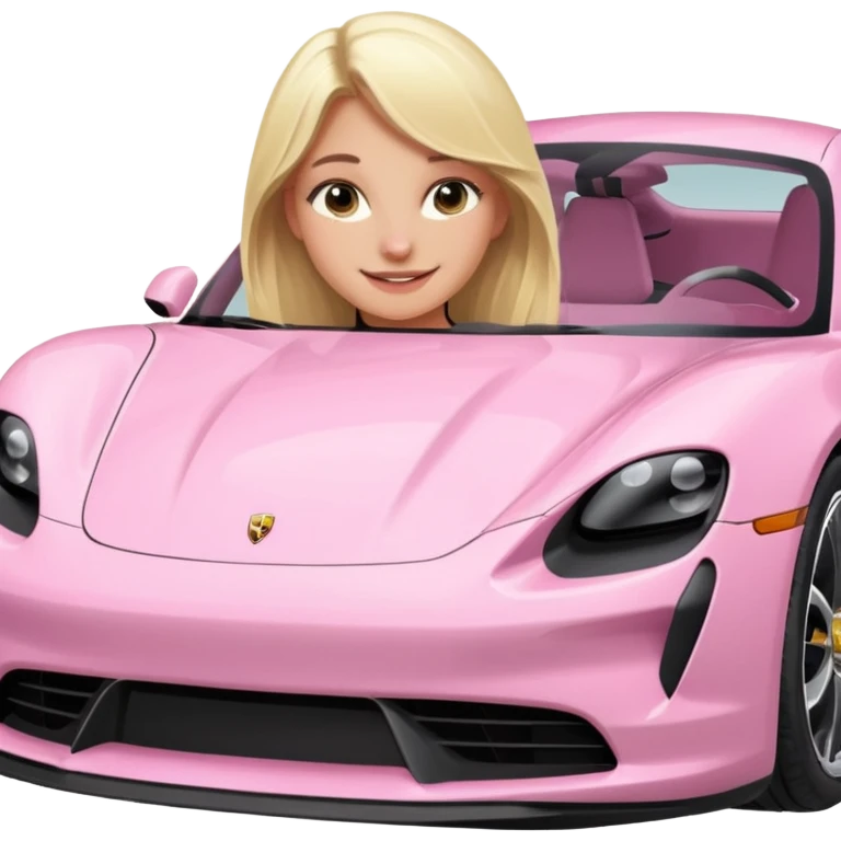 Pink porsche taycan with blonde girl in front of it emoji