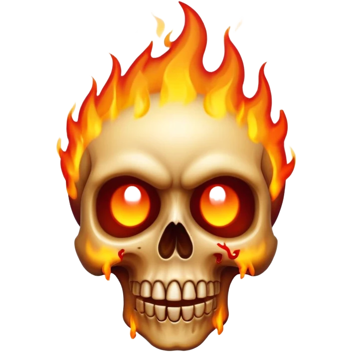 Skull emoji with fire dripping out of its eyes  emoji
