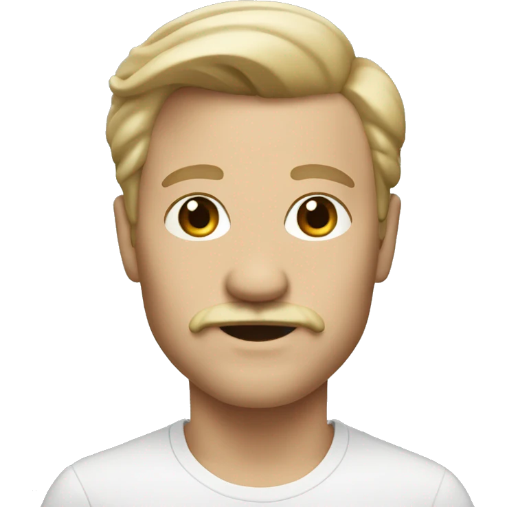 memoji white, dirty blonde with mustache  emoji