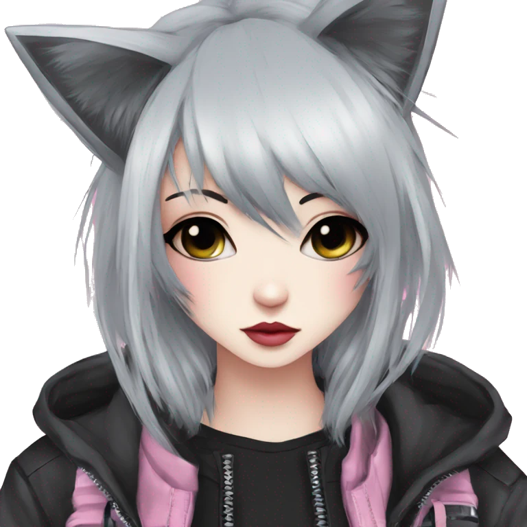 Edgy Kawaii Cute Cool Cartoon Anime Punk Techwear Catgirl emoji