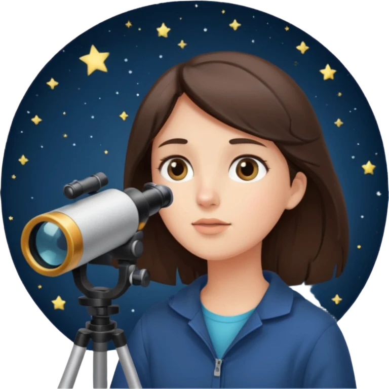 brunette person stargazing with a telescope emoji