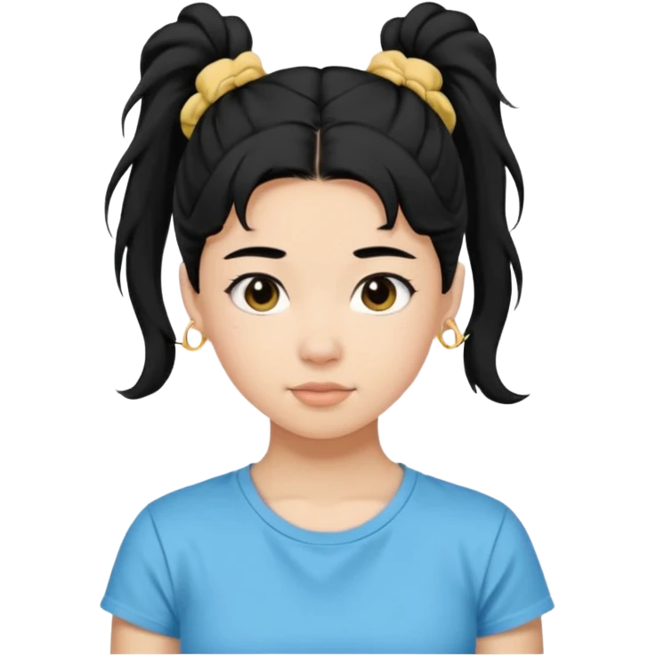 Teen girl with scrunchie ponytail black hair emoji