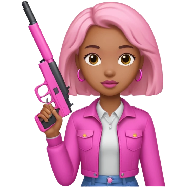 Light skinned Black Girl  holding pink gun emoji