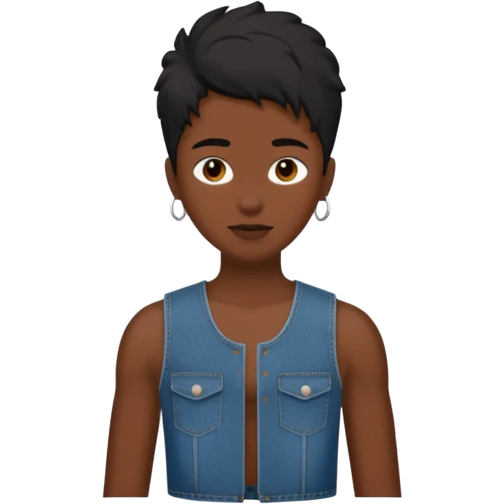 Un personnage noir avec un débardeur blanc et un jean 👖 avec des cheveux court  emoji
