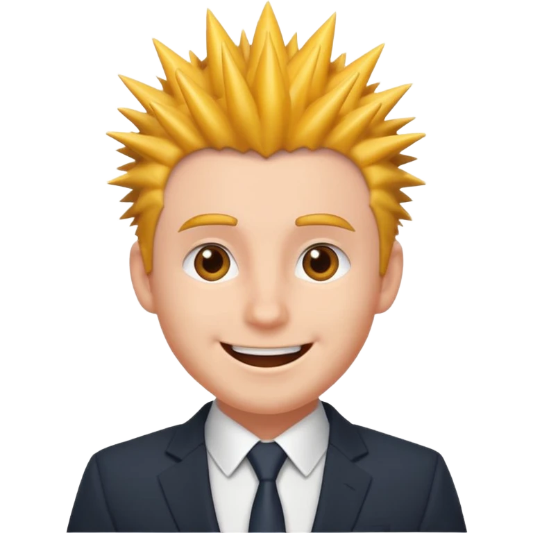 fat spiky haired happy man with suit emoji