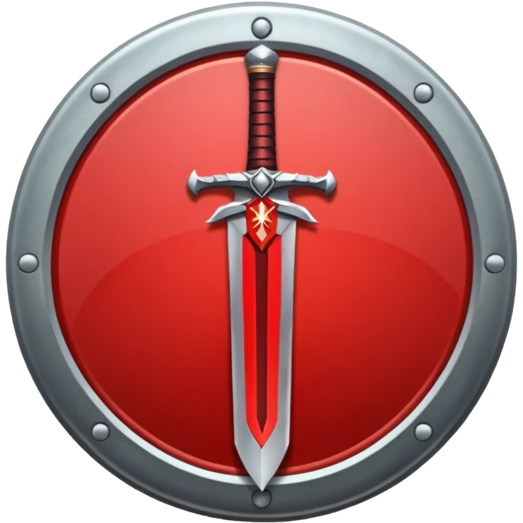 Make an mmo rpg red sword class icon inside of a round emblem in aname style emoji