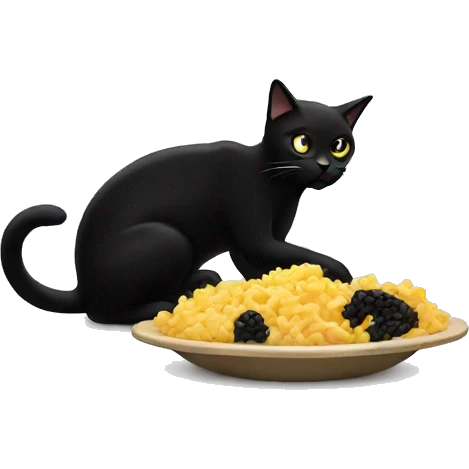 Black cat eating emoji
