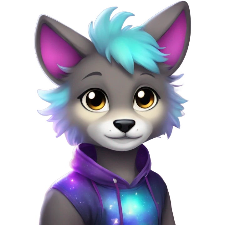 Adorable innocent cute gradient-Sparkle-nebula-fursona anthropomorphic furry, full body emoji