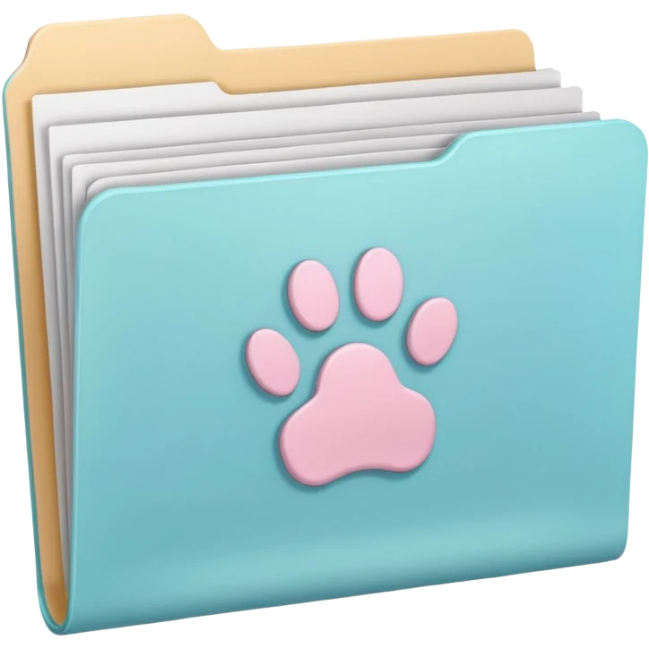 a pastel folder of documents with a pawprint on it emoji