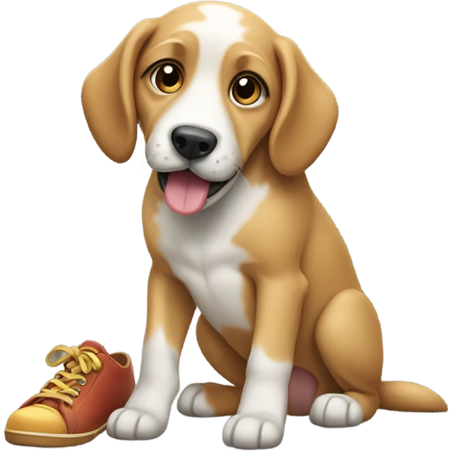 Dog eating shoe emoji