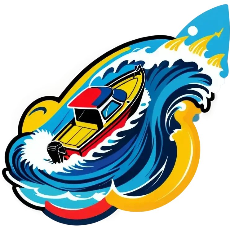 sport fishing boat over wave emoji