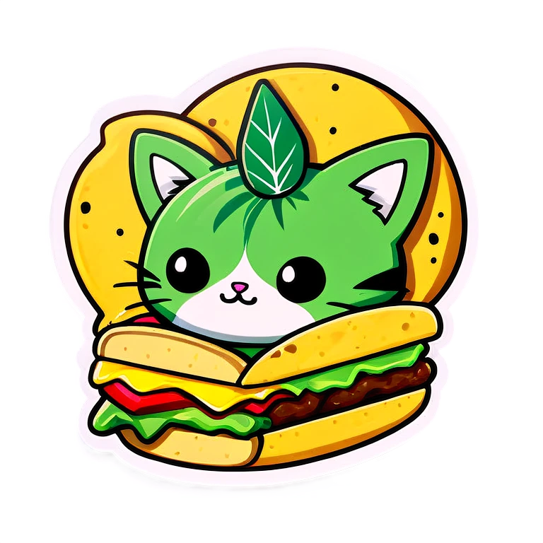Cannabis leaf kawaii style and kittens eating tacos kawaii style  emoji