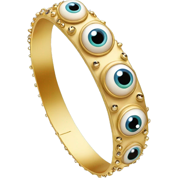 very thin gold bangle ring studded with eyeballs emoji