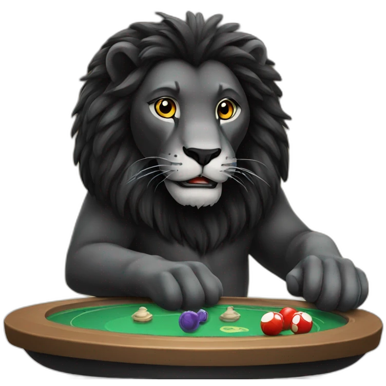 Black lion playing a game emoji