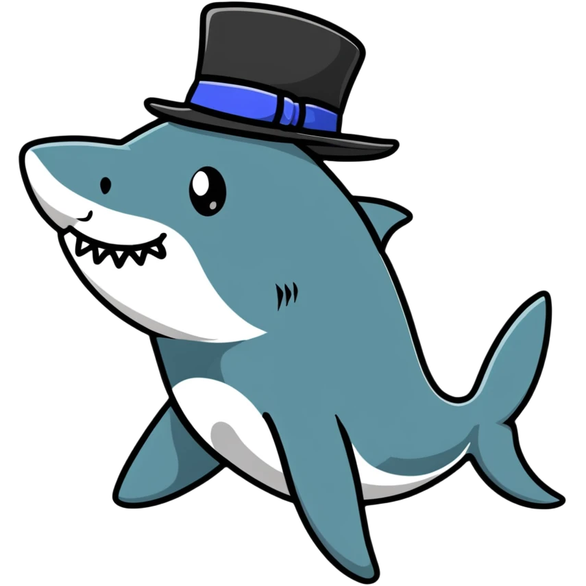 Shark with a top hat emoji