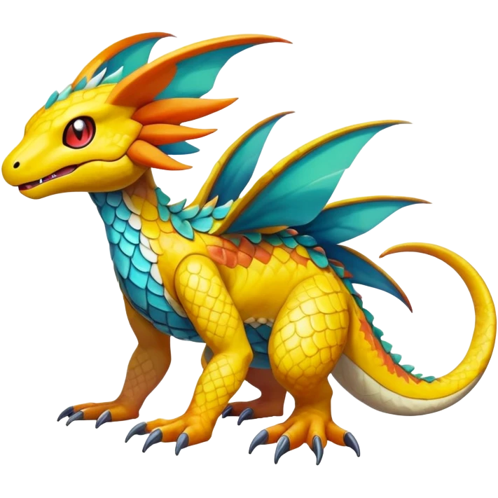 exotic fantasy-creature-Fakémon-Pokémon, full body, with random markings emoji