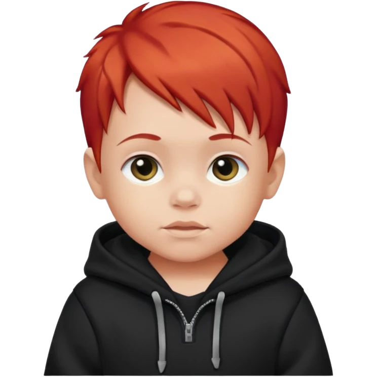 baby with red hair and black hoodie emoji