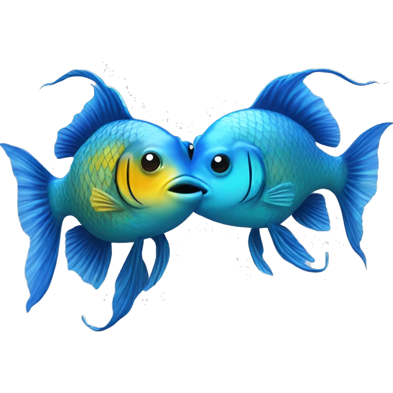 Two blue coy fish swimming around eachother  emoji