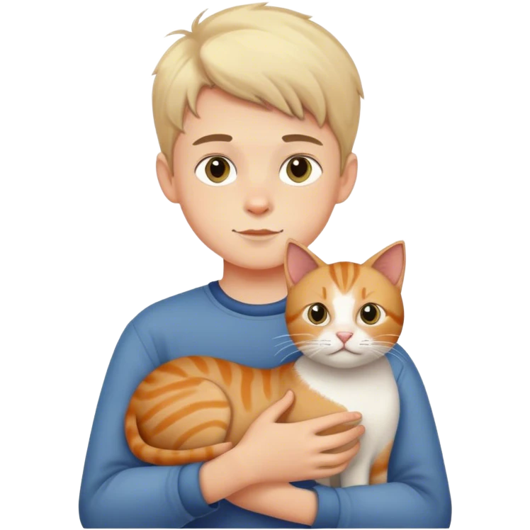 boy with cat indoors emoji