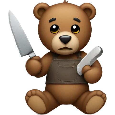 teddy bear holding a knife emoji