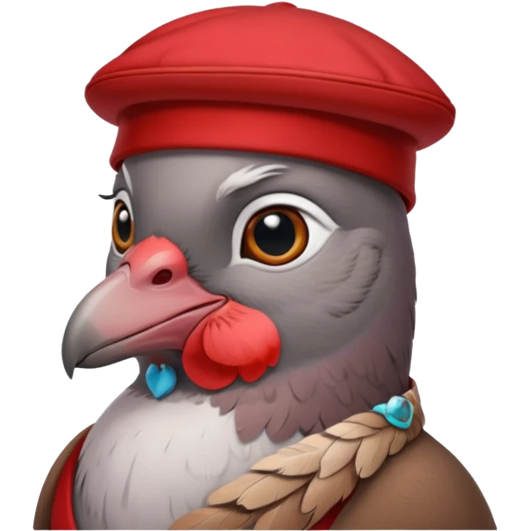 Stinky pigeon wearing a fez hat emoji