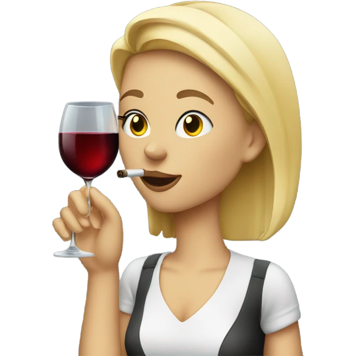 Blonde girl smoking a cigarette while holding wine  emoji