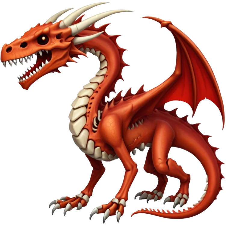  skeletal skeleton bone dragon with blood markings emoji