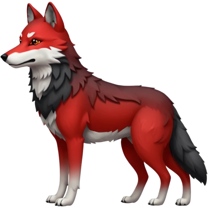 Full body red and black wolf with white accents  emoji