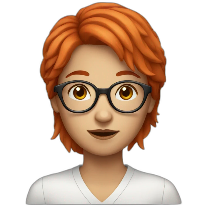 red haired girl with glasses emoji