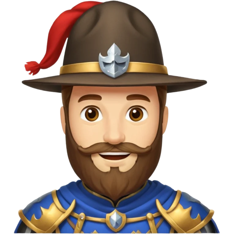 a royal western knight with full beard, wearing hat emoji