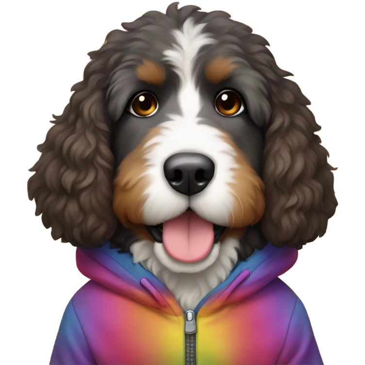 Bernedoodle wearing hoodie emoji