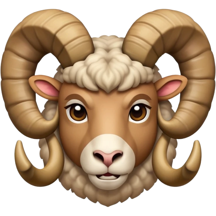 An emoji of a ram (male sheep), with large, curved horns. The ram has a strong, muscular build and a determined expression, symbolizing strength, determination, and leadership emoji